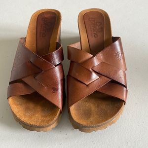 Yokono Leather Wedge Sandals 6.5